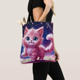 Droom roze kitten huisdieren kwekerij uniek ontwer tote bag