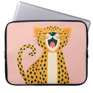 Droom Safari Dier Geeuwende Jachtluipaard Cartoon Laptop Sleeve
