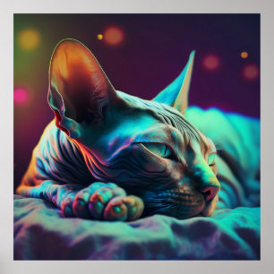 Droom Sphynx-kat, neonkleuren-Poster Poster
