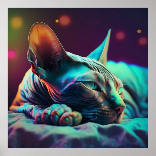 Droom Sphynx-kat, neonkleuren-Poster Poster (Voorkant)