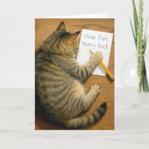 Droom Tabby Kat Met Briefje Kaart