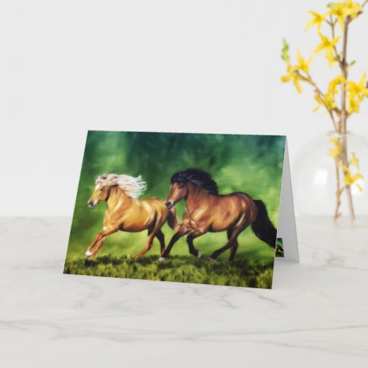 Droom Team- IJslandse Paarden Kaart (Gele Bloem)