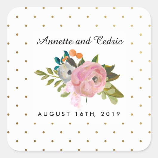 Droom Tuin Bloemen Huwelijk Custom Favor Vierkante Sticker (Voorkant)