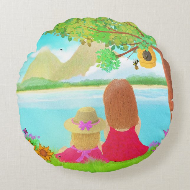 Droom Uitzicht Ronde Kussen (Voorkant)