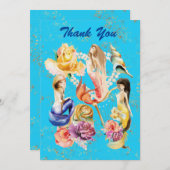 Droom van de Zeemeermin Romantische Bloemen en Par Bedankkaart (Voorkant / Achterkant)