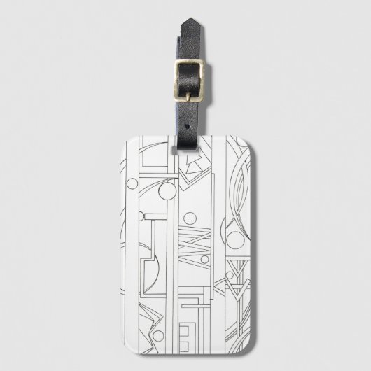 Droom van een architect-Zwart-Wit Moderne Geometri Bagagelabel (Voorkant (verticaal))