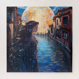 Droom van een kanaal bij maanlicht – Artistieke le Legpuzzel