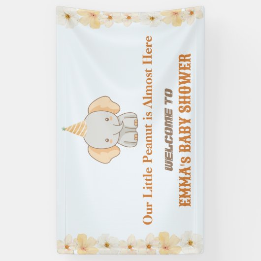 Droom van Kleine Pinda – Olifant Baby Shower Spandoek (Verticaal)