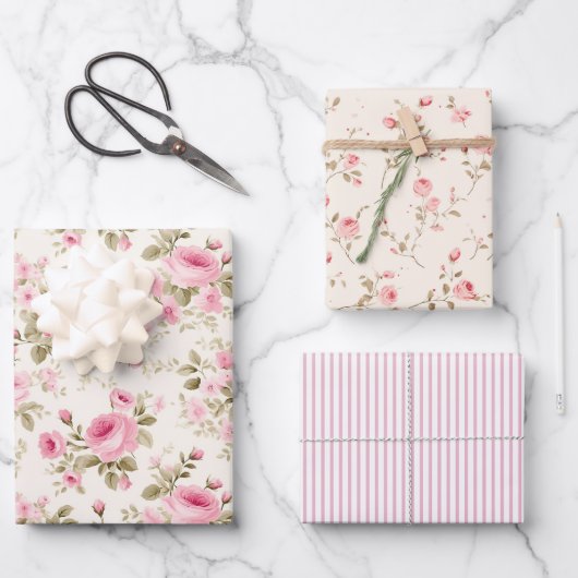 Droom van Roze Rozen Inpakpapier Vel (Voorkant)