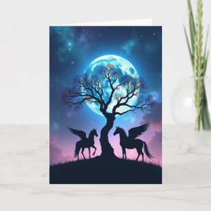 Droom Verjaardags Blauwe Maan Nacht Kaart