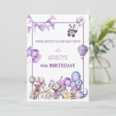 Droom Violette Dieren Verjaardagsuitnodiging Kaart (Staand voorkant)