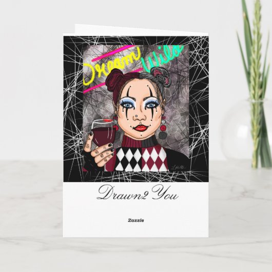 Droom Wild | Gotische Harlekijn Narrenmeisje   Kaart (Achterkant)