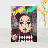 Droom Wild | Gotische Harlekijn Narrenmeisje   Kaart (Gele Bloem)