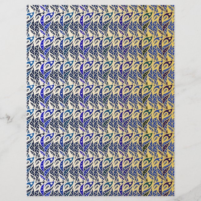Droomachtig blauw en gouden pauwenveerpatroon (Voorkant)