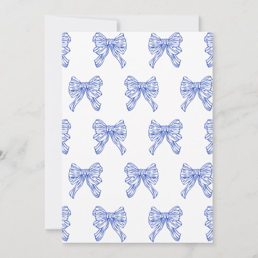 Droomachtig blauwe met de hand getekende theeparty kaart (Achterkant)