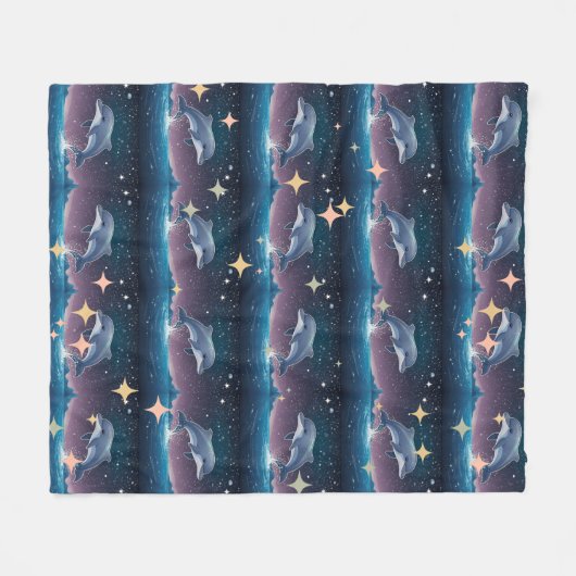 Droomachtig dolfijnpatroon fleece deken (Voorkant (Horizontaal))