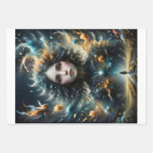 Droomachtig meisje geconfronteerd met zichzelf in  inpakpapier vel (Voorkant)