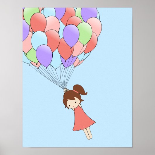 Droomachtig meisje met ballonnen poster (Voorkant)