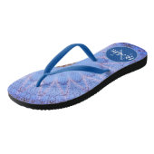 Droomachtig Monogram Blauw Mandala Monogram Teenslippers (Schuin)