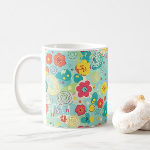 Droomachtig Pastel Bloemen Knoop Patroon Koffiemok