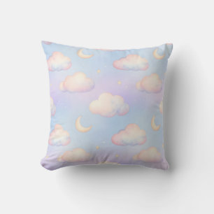 Droomachtig Pastel Wolken Sikkelmaan Patroon Kussen