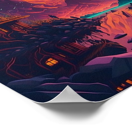 Droomachtig psychedelisch landschap, ai. Gegeneree Poster (Hoek)