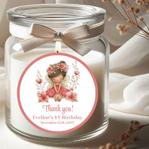 Droomachtig Schattig Fee Pastel Bloemen Meisje Ver Ronde Sticker