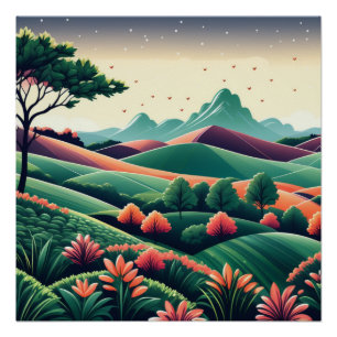Droomachtig Van Gogh geïnspireerd landschap Perfect Poster