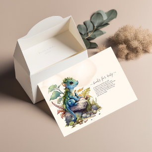Droomachtige Blauwe Turkoois Draak Baby Shower Kaart