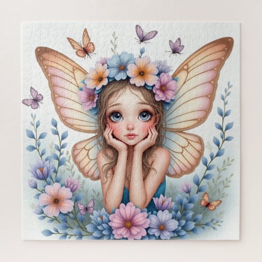 Droomachtige Bloemenkrans Fee Puzzel (Verticaal)