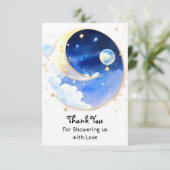 Droomachtige Celestial Space Boy Baby shower Bedankkaart (Staand voorkant)