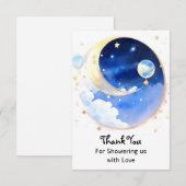 Droomachtige Celestial Space Boy Baby shower Bedankkaart (Voorkant / Achterkant)