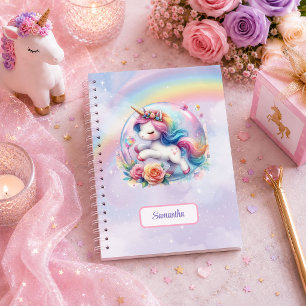 Droomachtige Eenhoorn Pastel Kleuren Meisje Verjaa Notitieboek