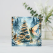 Droomachtige feeën in Winter Wonderland Feestdagenkaart (Staand voorkant)