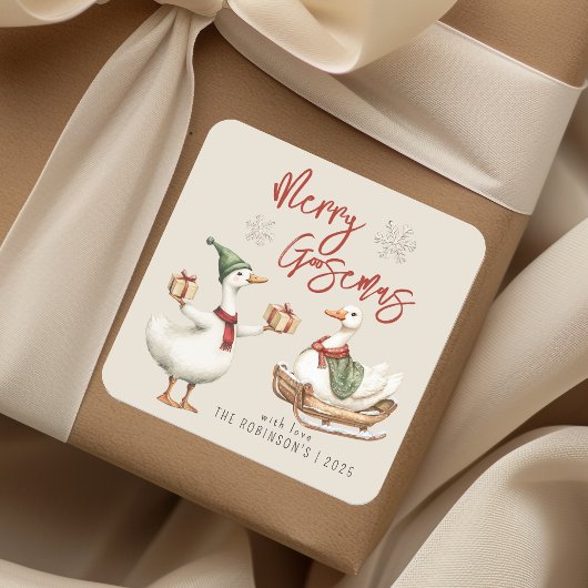 Droomachtige Gans Kerstcadeau Vierkante Sticker