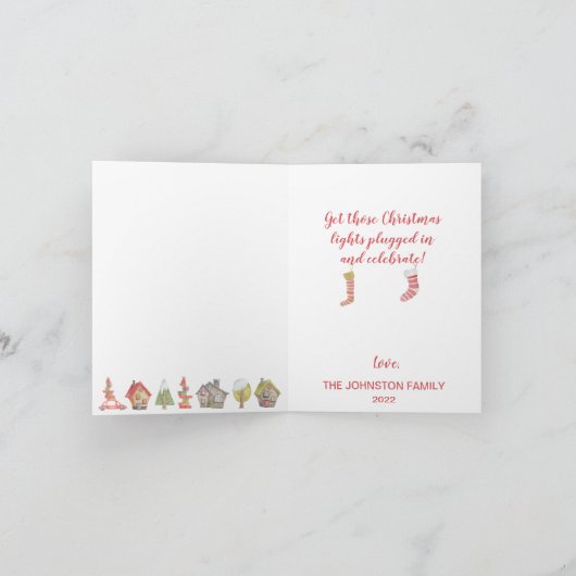 Droomachtige Giraffenbenen met Lichtjes Kerstmis Feestdagen Kaart (Binnen)