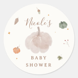 Droomachtige Herfst Een Klein Pompoen Baby Shower Ronde Sticker