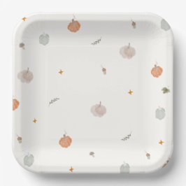 Droomachtige Herfst Kleine Pompoen Baby Borrel Papieren Bordje