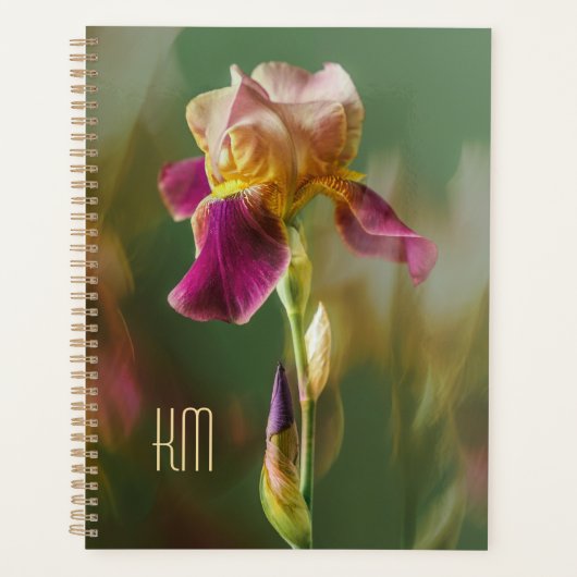Droomachtige Iris Bloemige fotokunst met monogram Planner (Voorkant)