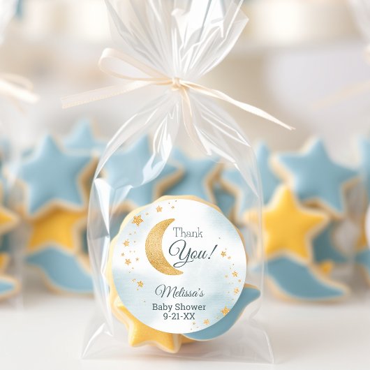 Droomachtige Over de Maan Bedankt Baby Shower Ronde Sticker