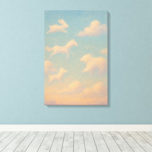 Droomachtige Pastel Dier Wolken Canvas Afdruk (Insitu (Houten vloer))