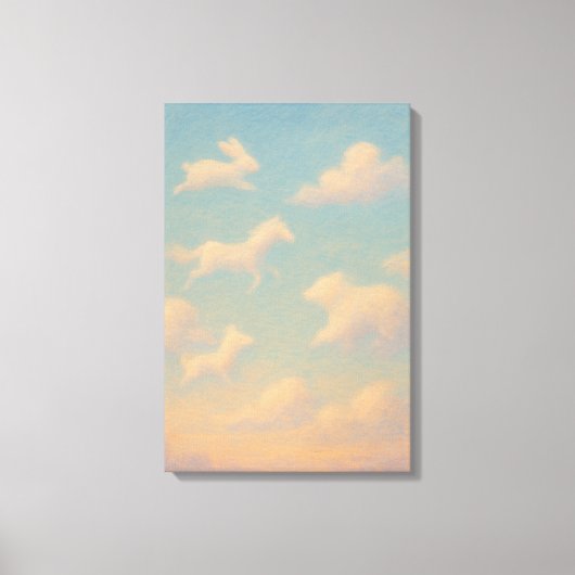 Droomachtige Pastel Dierenwolken Canvas Afdruk (Voorkant)