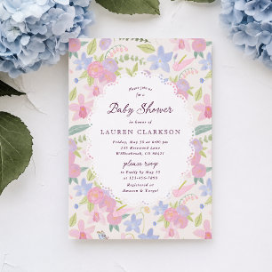 Droomachtige Pastelkleurige Bloemige Baby Shower U Kaart
