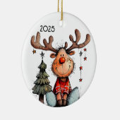 Droomachtige Rendieren Keramisch Ornament (Rechts)