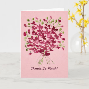 Droomachtige Roze Aquarel Bloemenboeket Bedankt Kaart