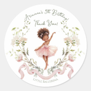 Droomachtige Roze Strik & Waterverf Ballerina Verj Ronde Sticker