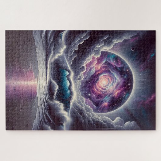 Droomachtige Surreal Celestial Stormy Zee Legpuzzel (Horizontaal)