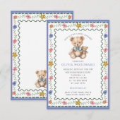 Droomachtige Teddydbeer Baby Shower Kaart (Voorkant / Achterkant)