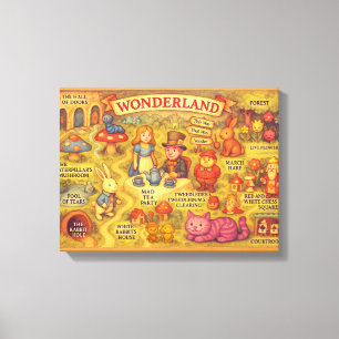Droombeeld Alice Avonturen in Wonderland Kaart Canvas Afdruk