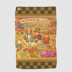 Droombeeld Alice Avonturen in Wonderland Kaart Golfhanddoek